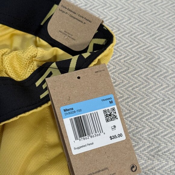 Nike Totality Shorts Mens Medium Yellow 9" Comfort Waist Dri Fit Athleisure‎ Gym - Picture 3 of 11